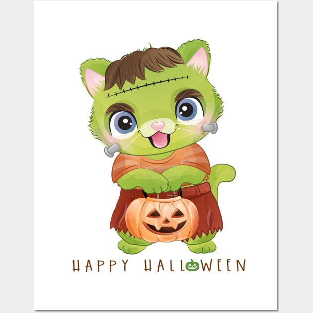 cute kitty for halloween day Wall Art by sharukhdesign